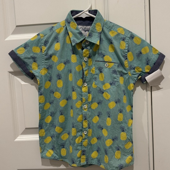 NWOT Craft and Flow Boys Button Down Shirt Sleeve with Pineapple Size 5 - medium - Picture 1 of 8